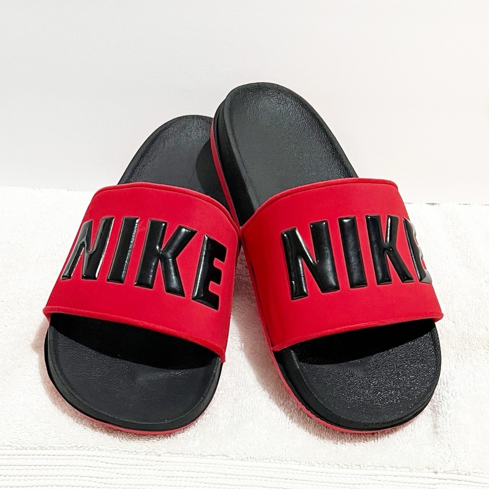 Nike Red & Black Men’s Slides Slip On Lounge Comfy Travel Casual Revive Foam 10